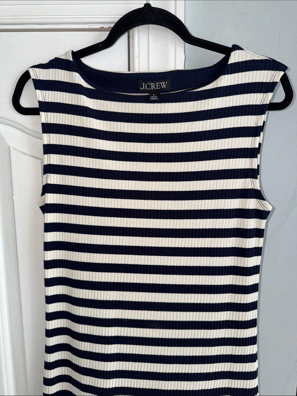 J. Crew Ribbed Knit boatneck midi dress in stripes Size Small NWT - Picture 7 of 11